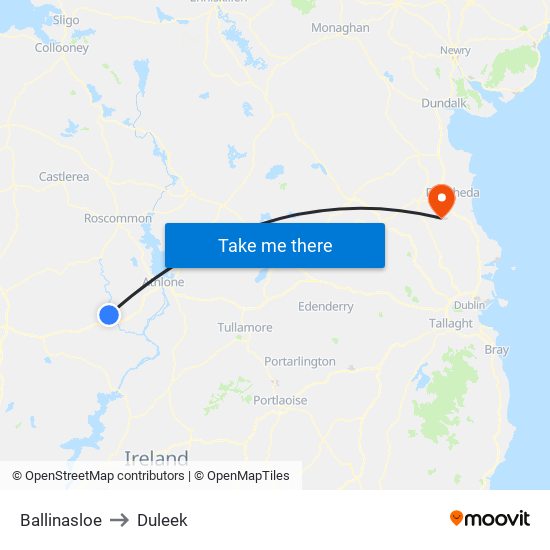 Ballinasloe to Duleek map