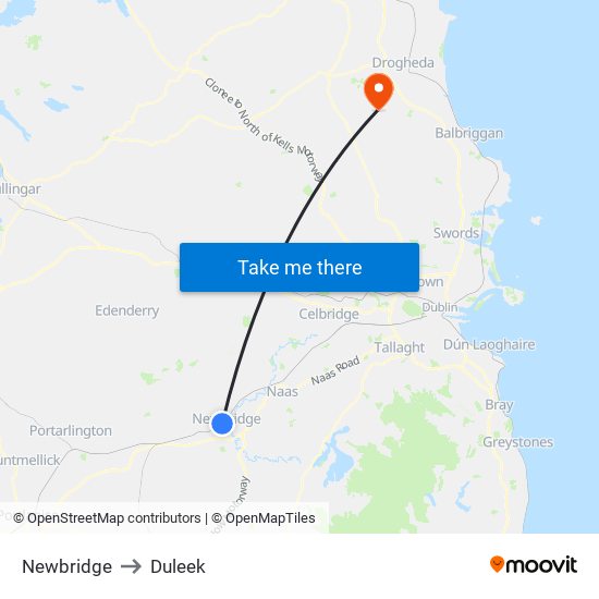 Newbridge to Duleek map