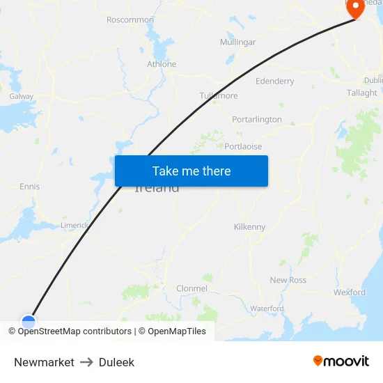 Newmarket to Duleek map