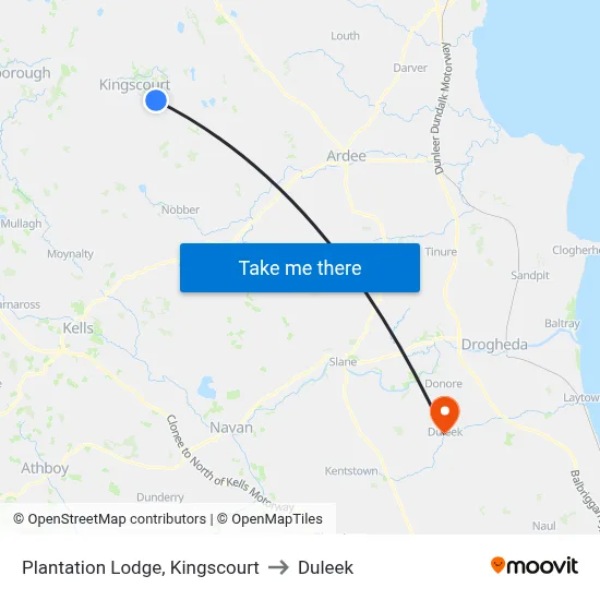 Plantation Lodge, Kingscourt to Duleek map