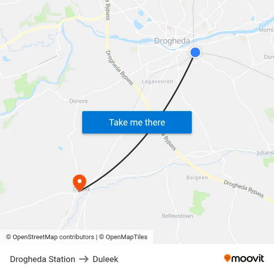 Drogheda Station to Duleek map