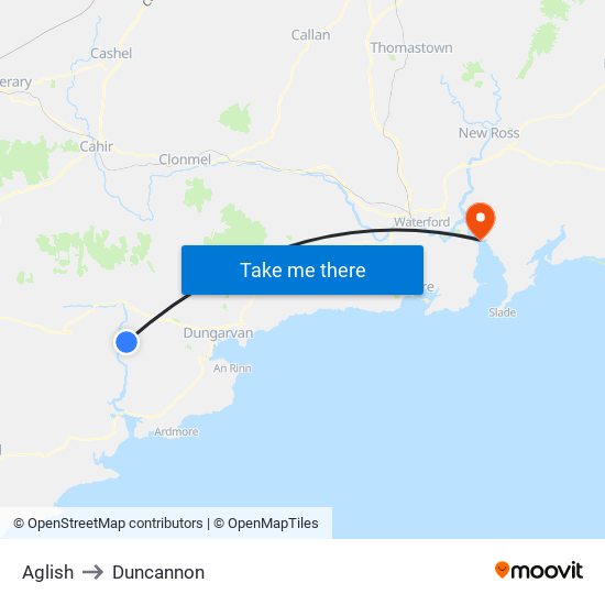 Aglish to Duncannon map