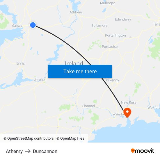 Athenry to Duncannon map