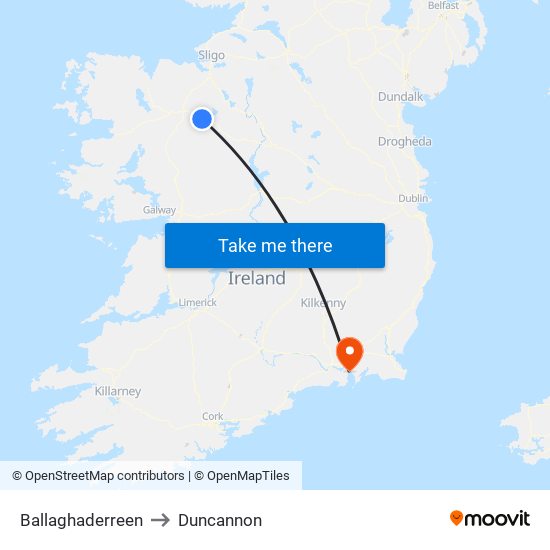 Ballaghaderreen to Duncannon map