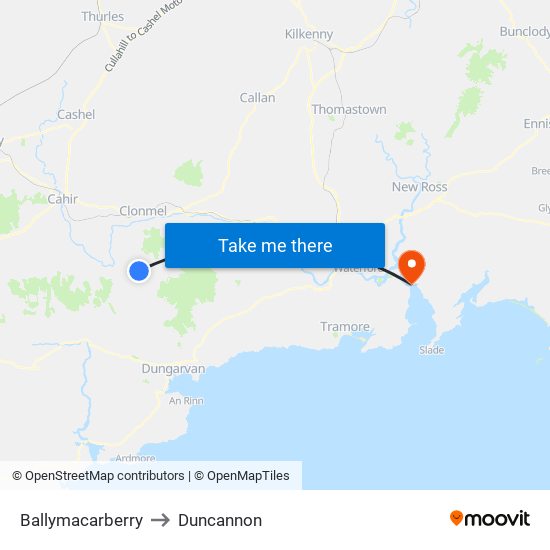 Ballymacarberry to Duncannon map