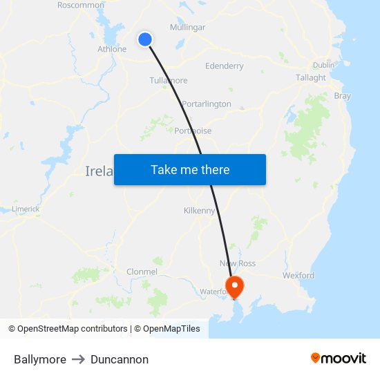 Ballymore to Duncannon map