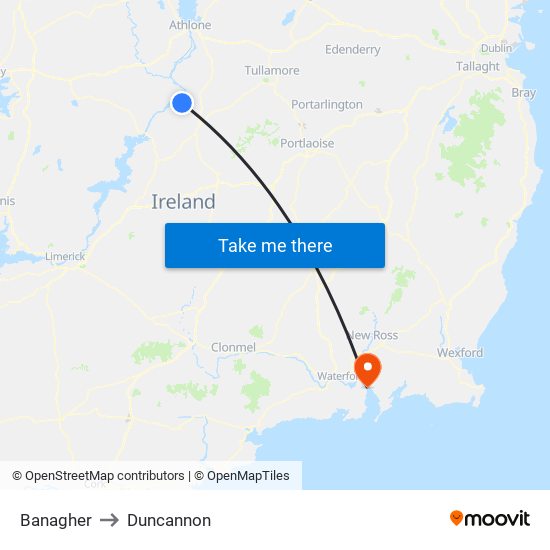 Banagher to Duncannon map