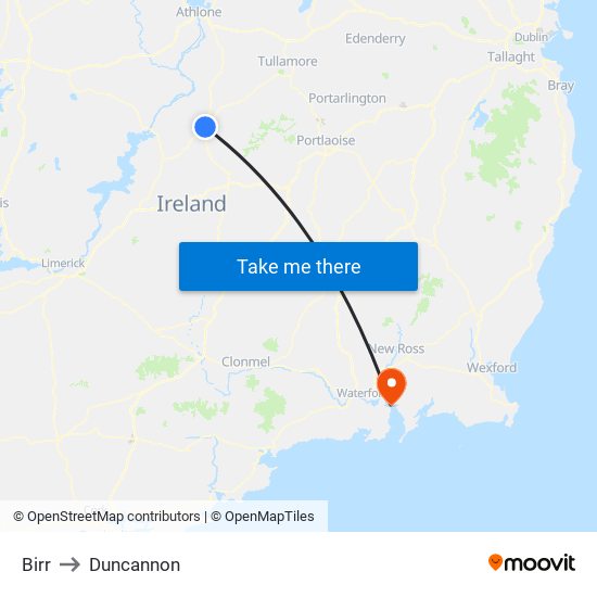 Birr to Duncannon map