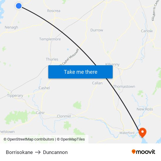 Borrisokane to Duncannon map