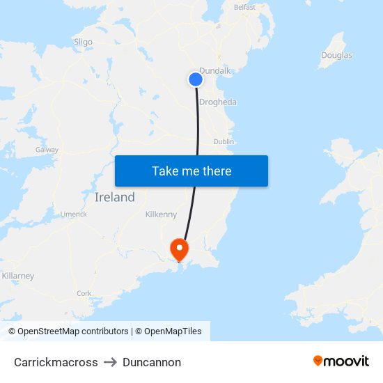 Carrickmacross to Duncannon map