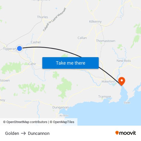 Golden to Duncannon map