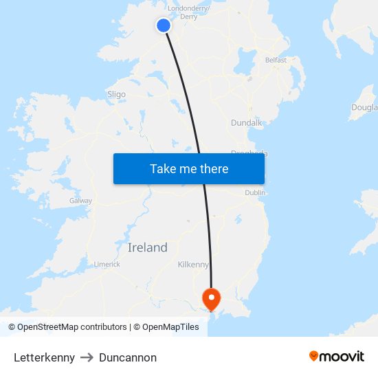 Letterkenny to Duncannon map