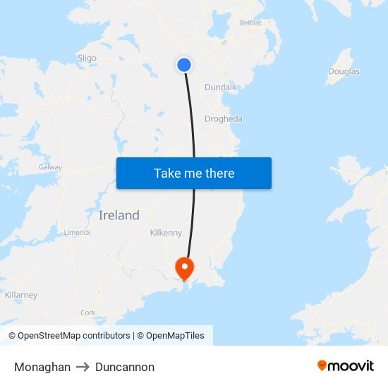 Monaghan to Duncannon map