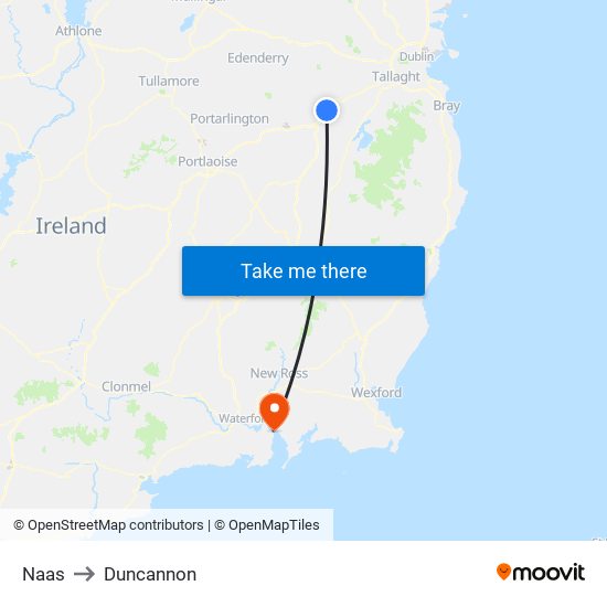 Naas to Duncannon map