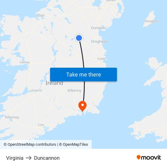 Virginia to Duncannon map