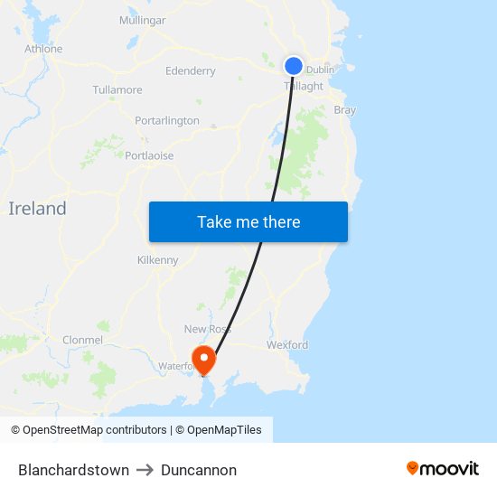 Blanchardstown to Duncannon map