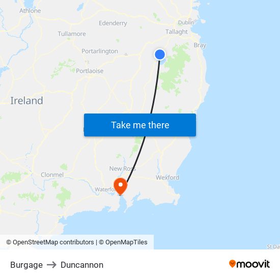 Burgage to Duncannon map