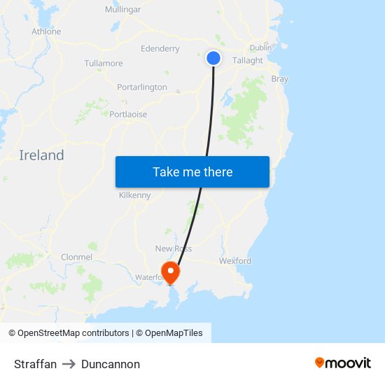 Straffan to Duncannon map