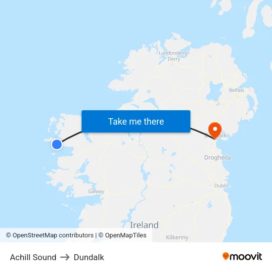 Achill Sound to Dundalk map
