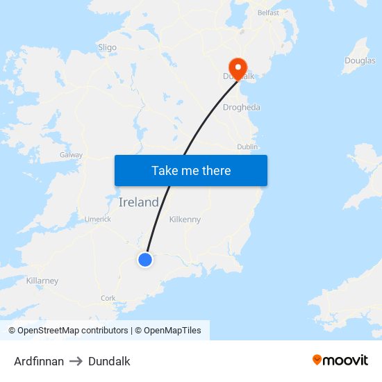 Ardfinnan to Dundalk map