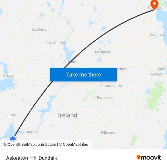 Askeaton to Dundalk map