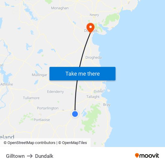Gilltown to Dundalk map