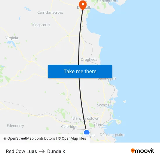 Red Cow Luas to Dundalk map