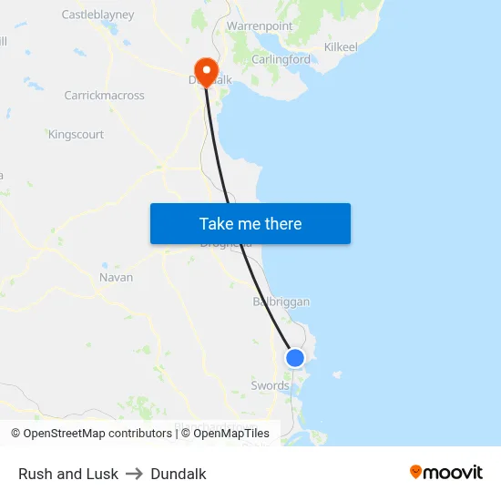 Rush and Lusk to Dundalk map