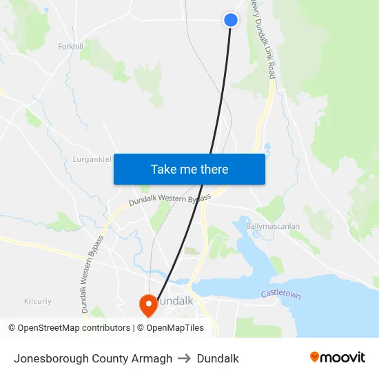 Jonesborough County Armagh to Dundalk map