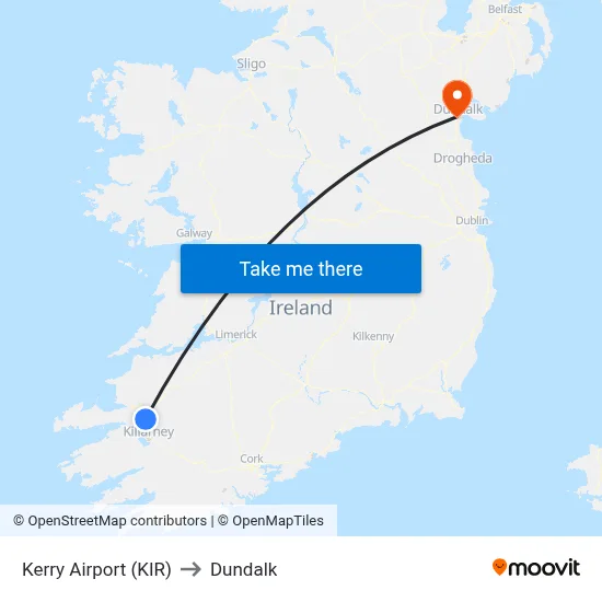 Kerry Airport (KIR) to Dundalk map