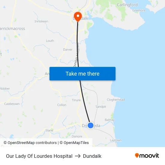 Our Lady Of Lourdes Hospital to Dundalk map