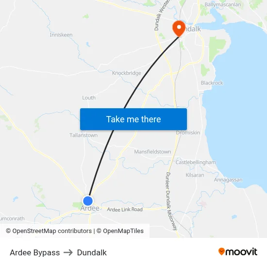 Ardee Bypass to Dundalk map