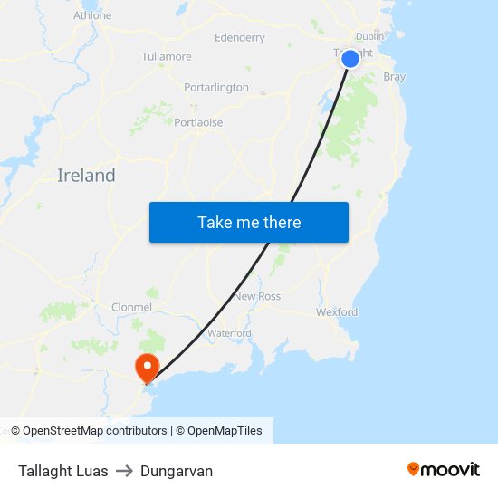 Tallaght Luas to Dungarvan map