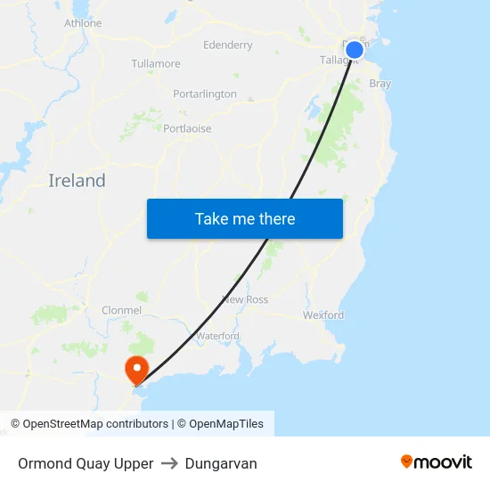 Ormond Quay Upper to Dungarvan map