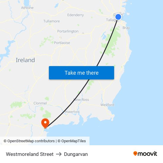 Westmoreland Street to Dungarvan map