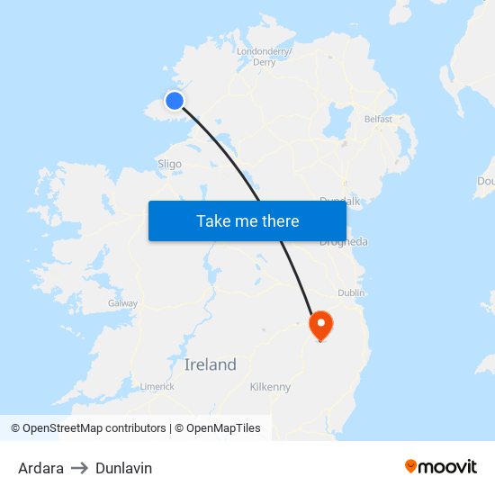 Ardara to Dunlavin map