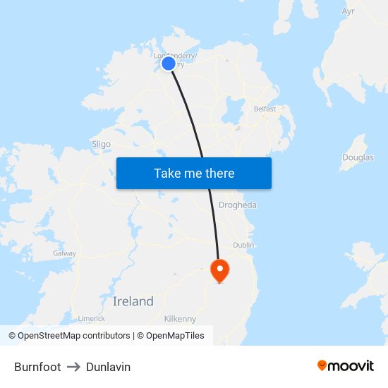 Burnfoot to Dunlavin map