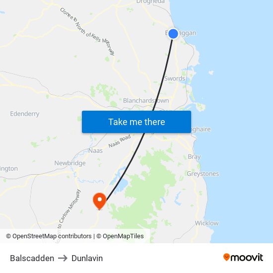 Balscadden to Dunlavin map