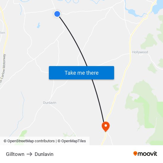 Gilltown to Dunlavin map