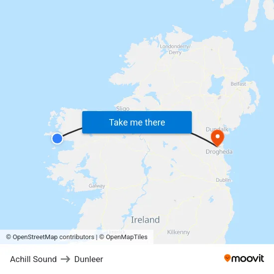 Achill Sound to Dunleer map