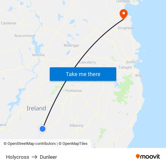 Holycross to Dunleer map