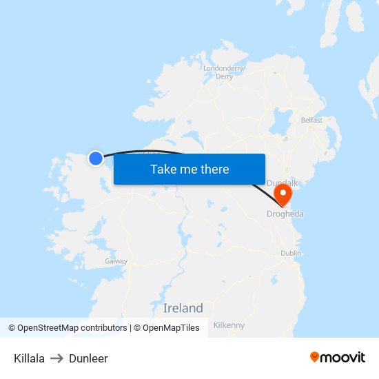 Killala to Dunleer map