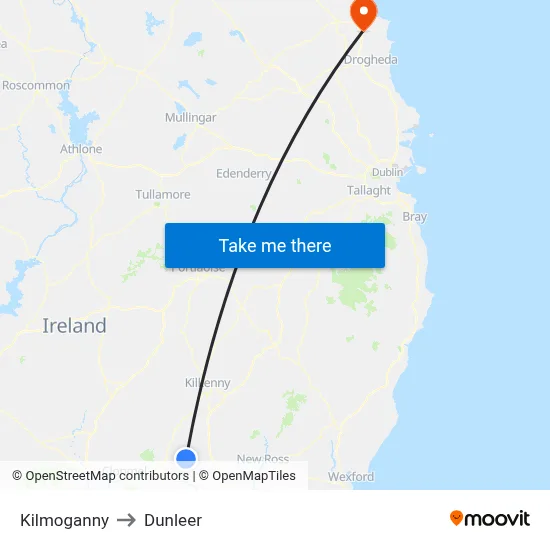 Kilmoganny to Dunleer map