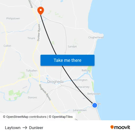 Laytown to Dunleer map