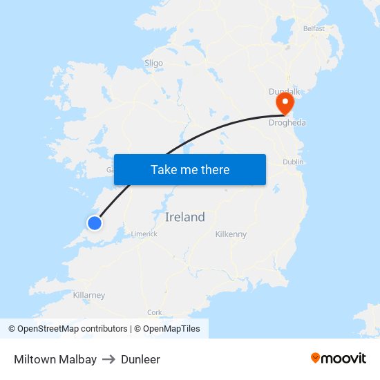 Miltown Malbay to Dunleer map