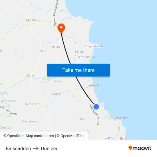 Balscadden to Dunleer map