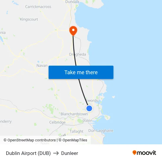 Dublin Airport (DUB) to Dunleer map
