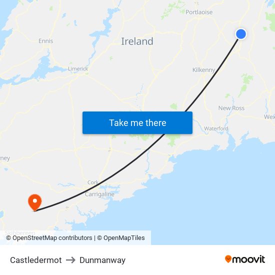 Castledermot to Dunmanway map