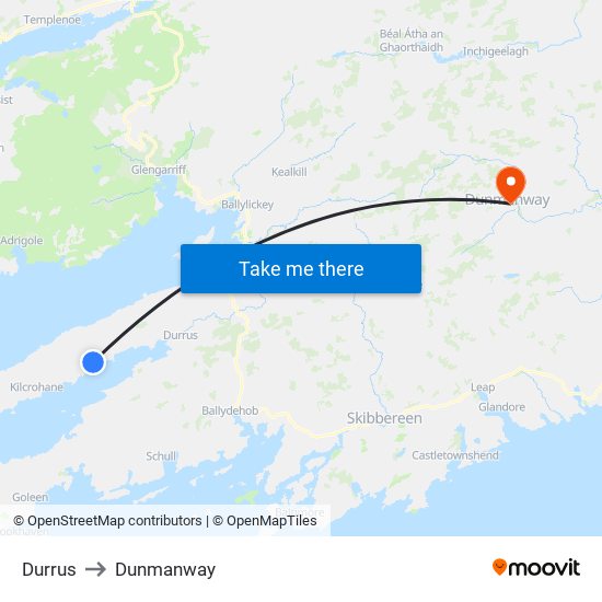 Durrus to Dunmanway map