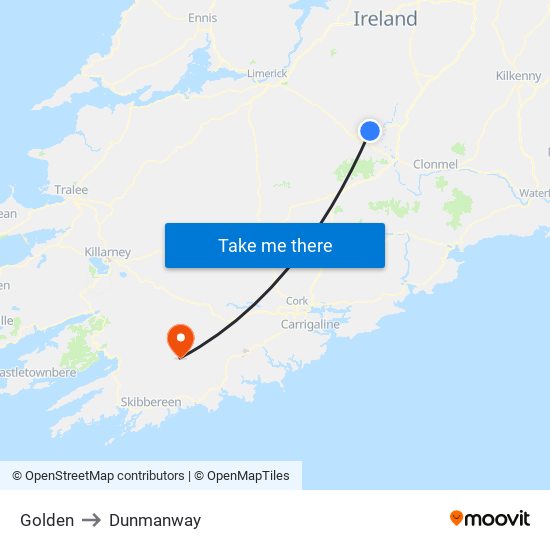 Golden to Dunmanway map